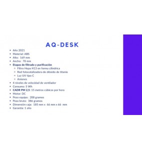 Purificador y Esterilizador de Aire AQ-Desk